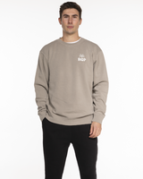 The Midweight Unisex Crewneck - Washed Cement - Real Good Pilates - Left Chest - Back Wavy Stacked - Printed - White