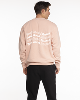 The Midweight Unisex Crewneck - Washed Rose - Real Good Pilates -Left Chest - Back Wavy Stacked - Printed - Full Color
