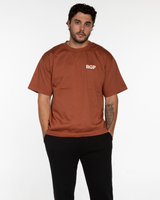The Mens Heavyweight Tee - Cinnamon - Real Good Pilates - Left Chest "RGP" & Center Back Stacked - Printed - Tone on Tone