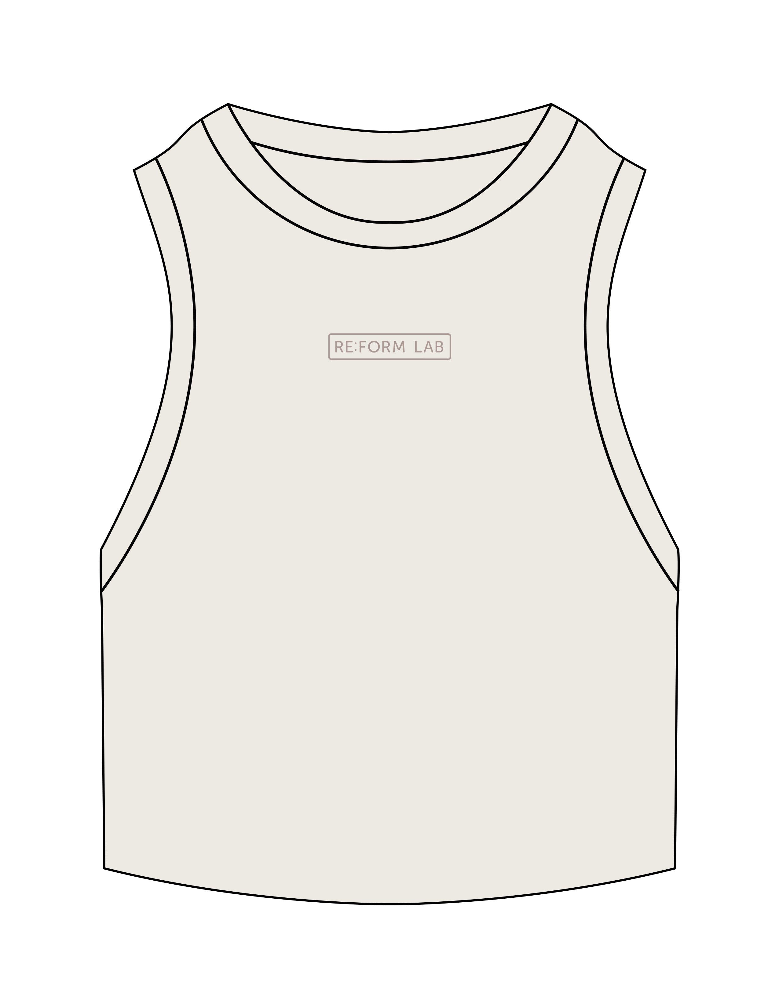 The Ribbed Crop Tank - Bone - THE RE:FORM LAB - Center Chest - Embroidered - Tone on Tone