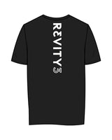 The Womens Tee - Black - REVITY3 - Left Chest & Back Spine - White