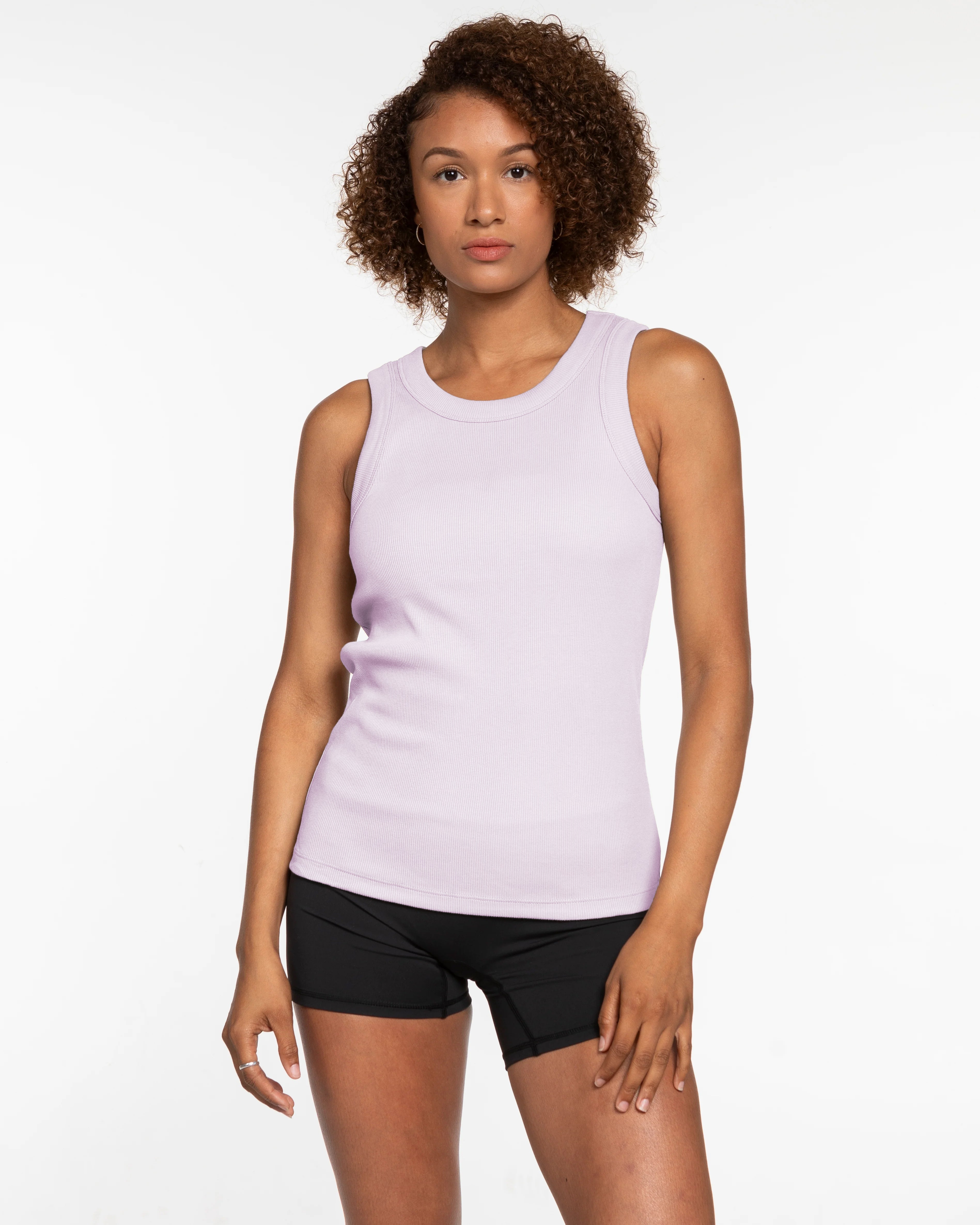 The Ribbed Full Length Tank - Orchid - Evolve Collective - Center Chest - Embroidered - Tone on Tone