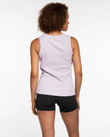 The Ribbed Full Length Tank - Orchid - Training Club - Center Chest Stacked - Embroidered - White
