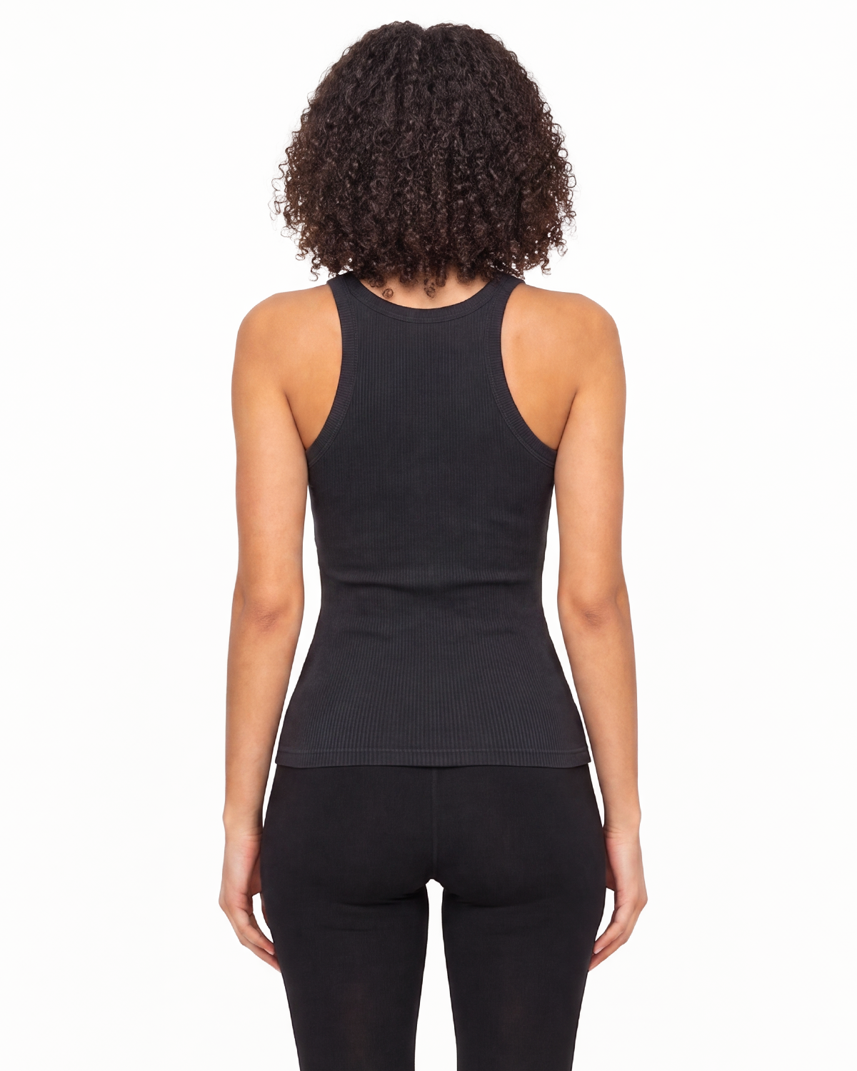 The Ribbed Crop Tank - Washed Black - RPCS - Center Chest - Embroidered - Tone on Tone