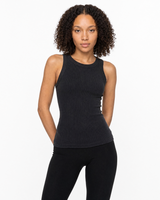 The Ribbed Crop Tank - Washed Black - RPCS - Center Chest - Embroidered - Tone on Tone