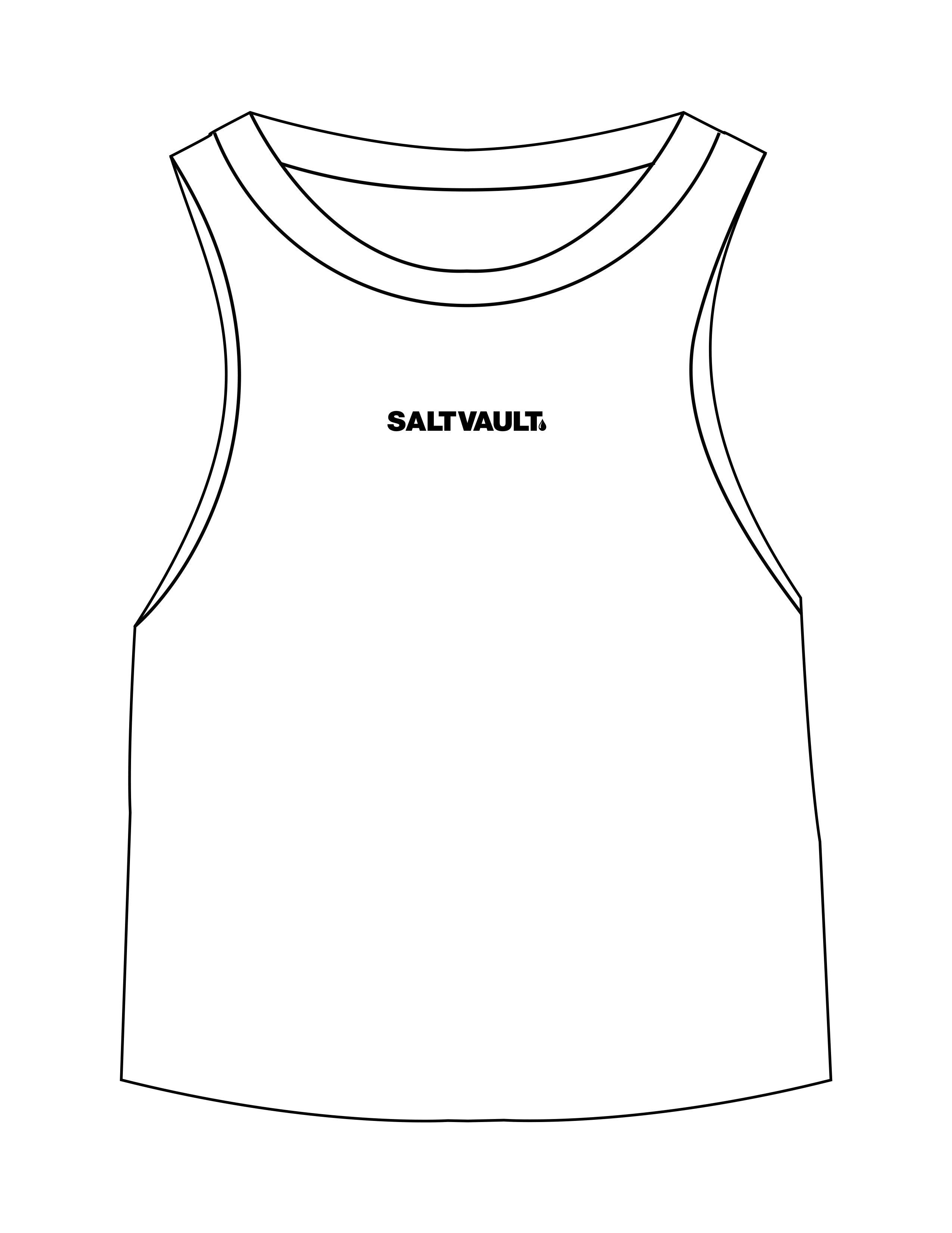 The Micro Rib Racer Crop - White - Saltvault - Center Chest - Printed - Black