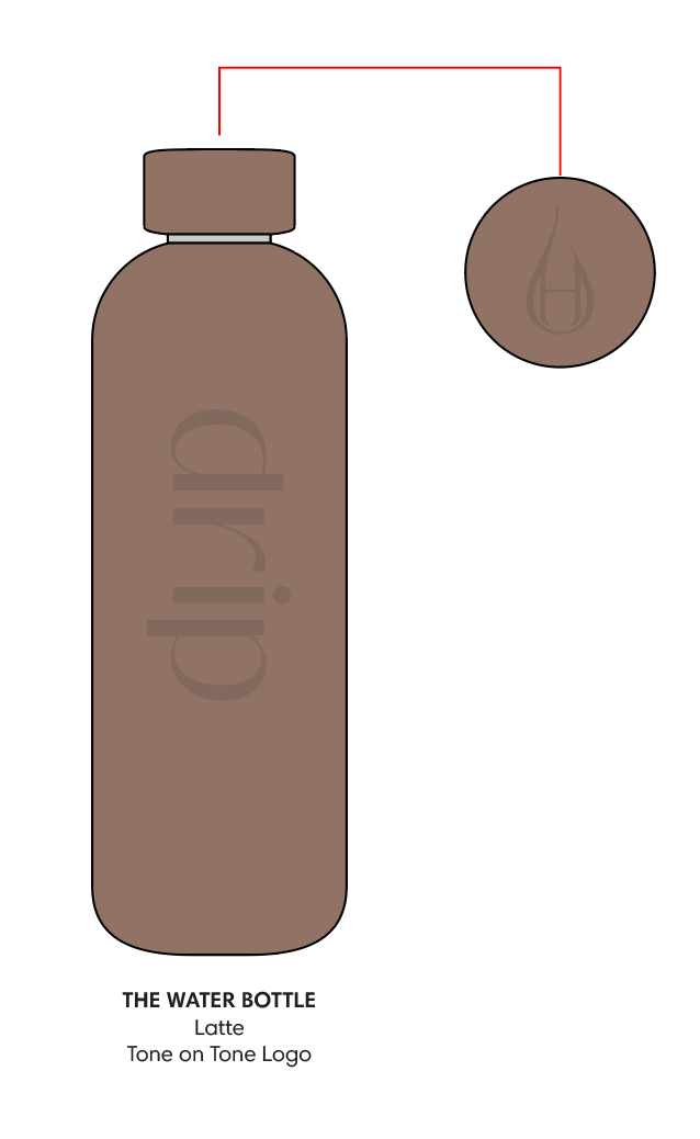 The Water Bottle - Latte - Drip Haus - 2 Logos - Latte