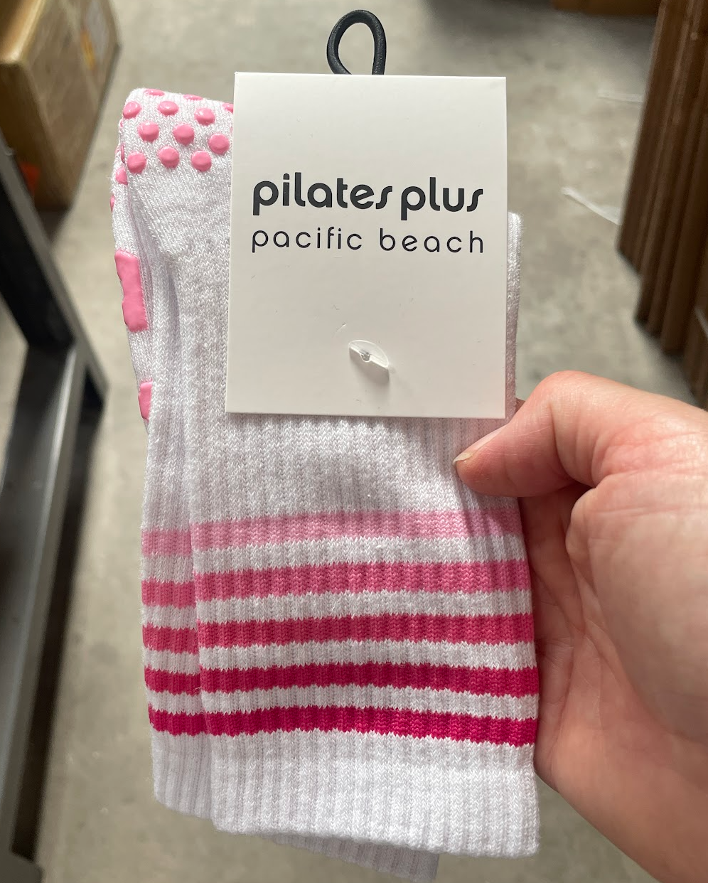 Crew - Pink Ombre Stripe - Pink Grip - Pilates Plus PB