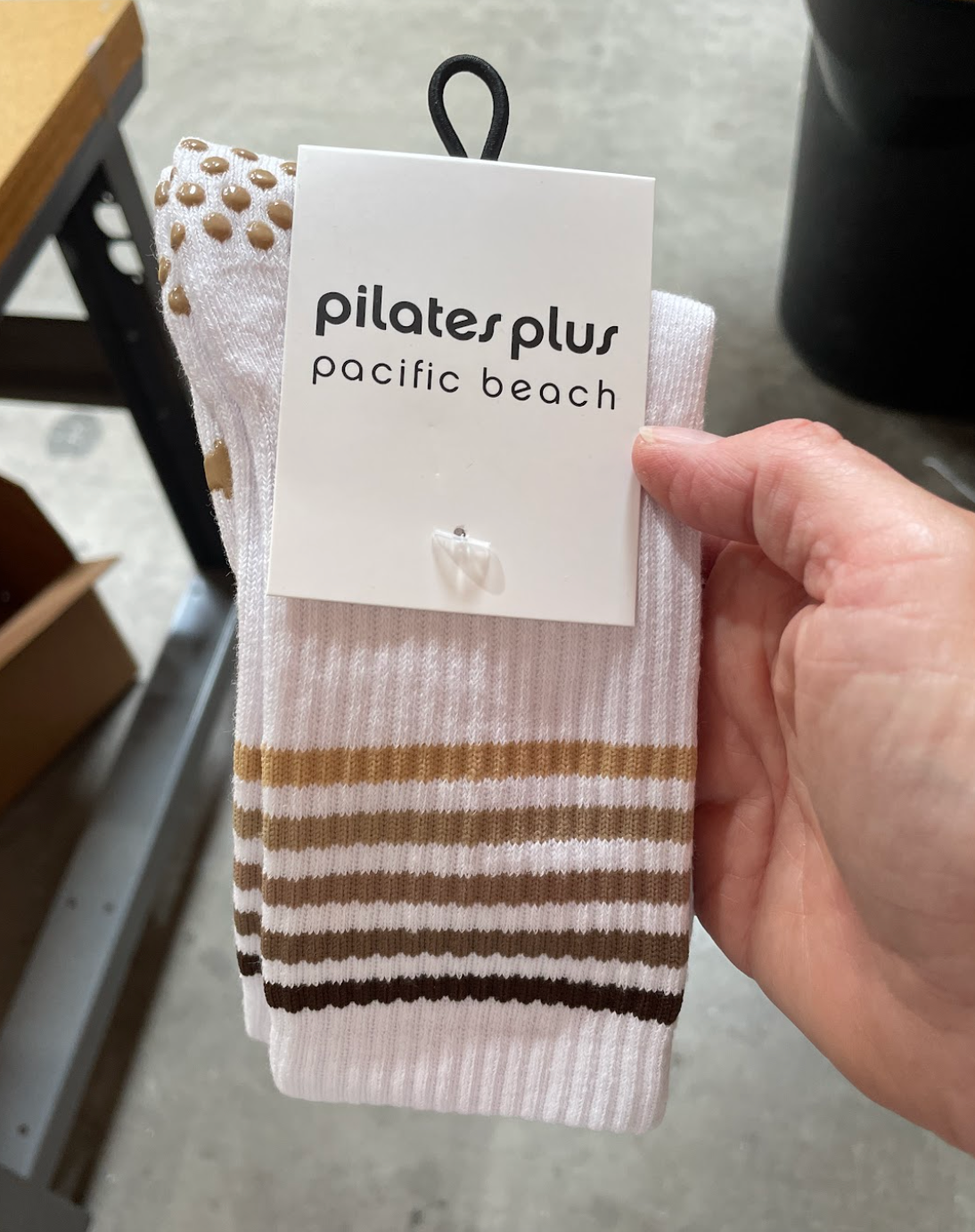 Crew Neutral Ombre Stripe - Tan Grip - Pilates Plus PB