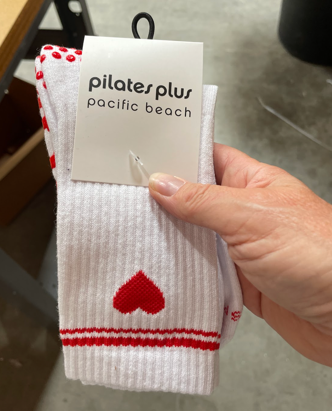 Crew - White Valentines - Red Grip - Pilates Plus PB