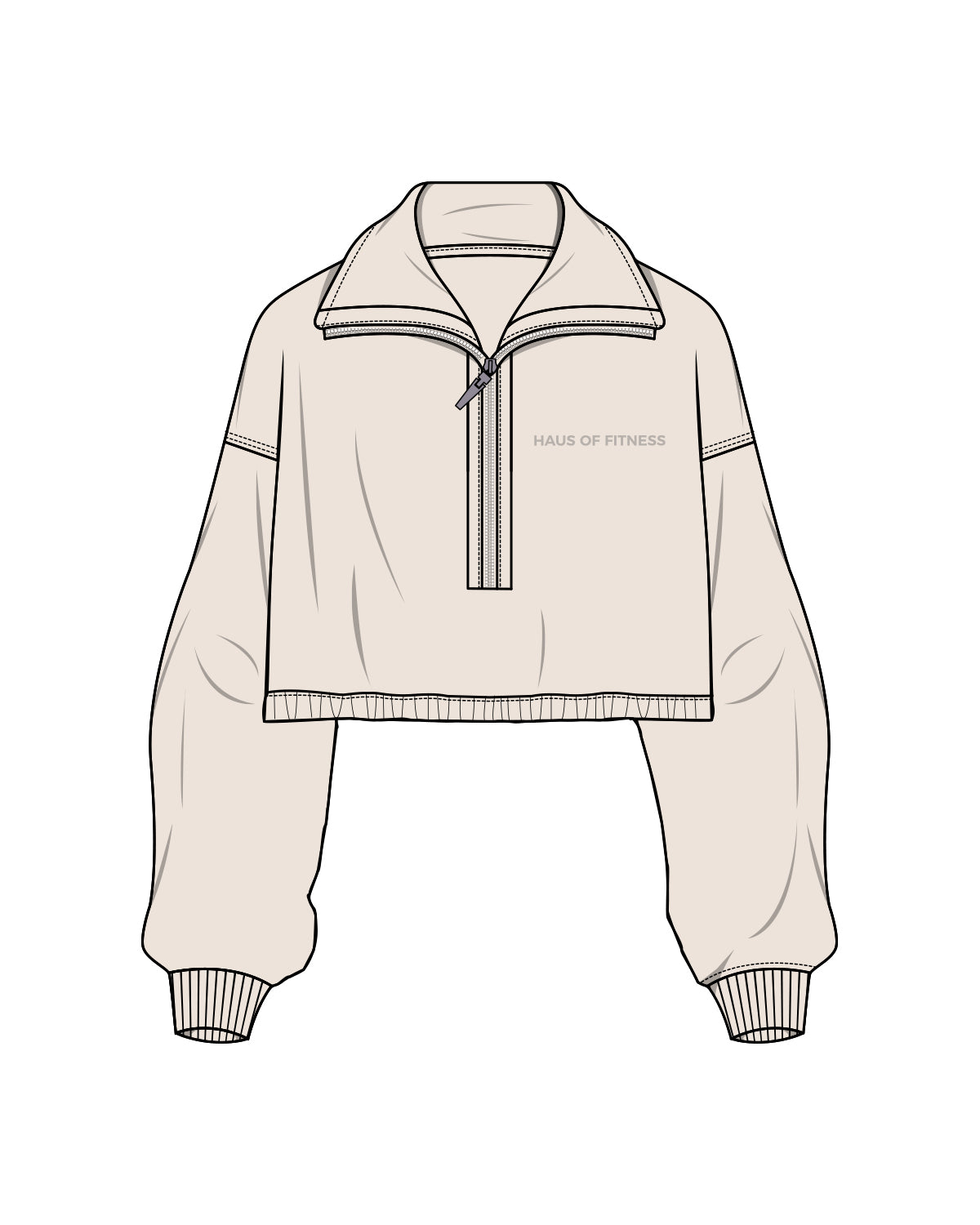 The Suede 1/2 Zip - Latte - Haus of Fitness - Embroidered Written Left Chest - Tone on Tone