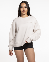 The Womens Crewneck - Bone - TheDailyPilates - Left Chest & Back - Embroidered - Printed - Tone on Tone