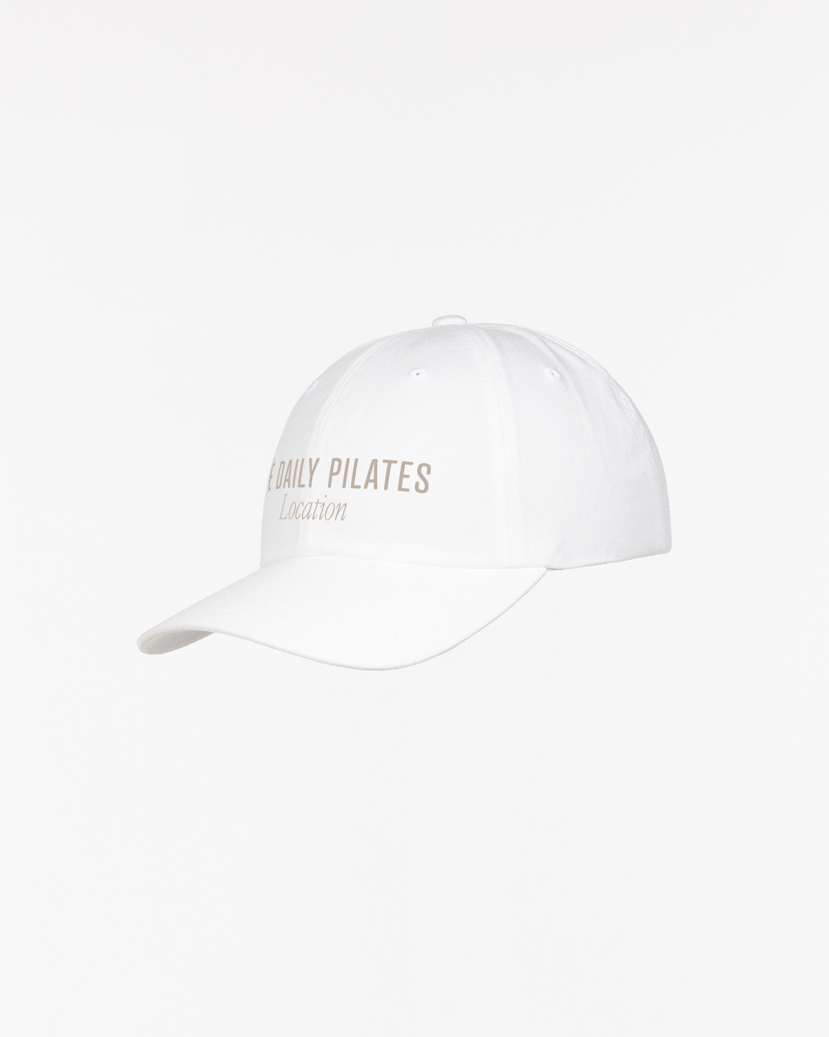 The Dad Hat - White - TheDailyPilates - Center Crown Stacked - Embroidered - Bone