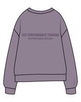 The Midweight Unisex Crewneck - Washed Plum - HIIT Performance - Center Chest & Back Stacked - Printed - Tone on Tone