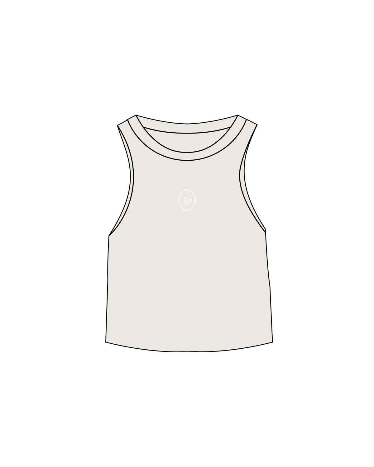 The Micro Rib Racer Crop - Natural - Sense Pilates - Chest - Printed- White