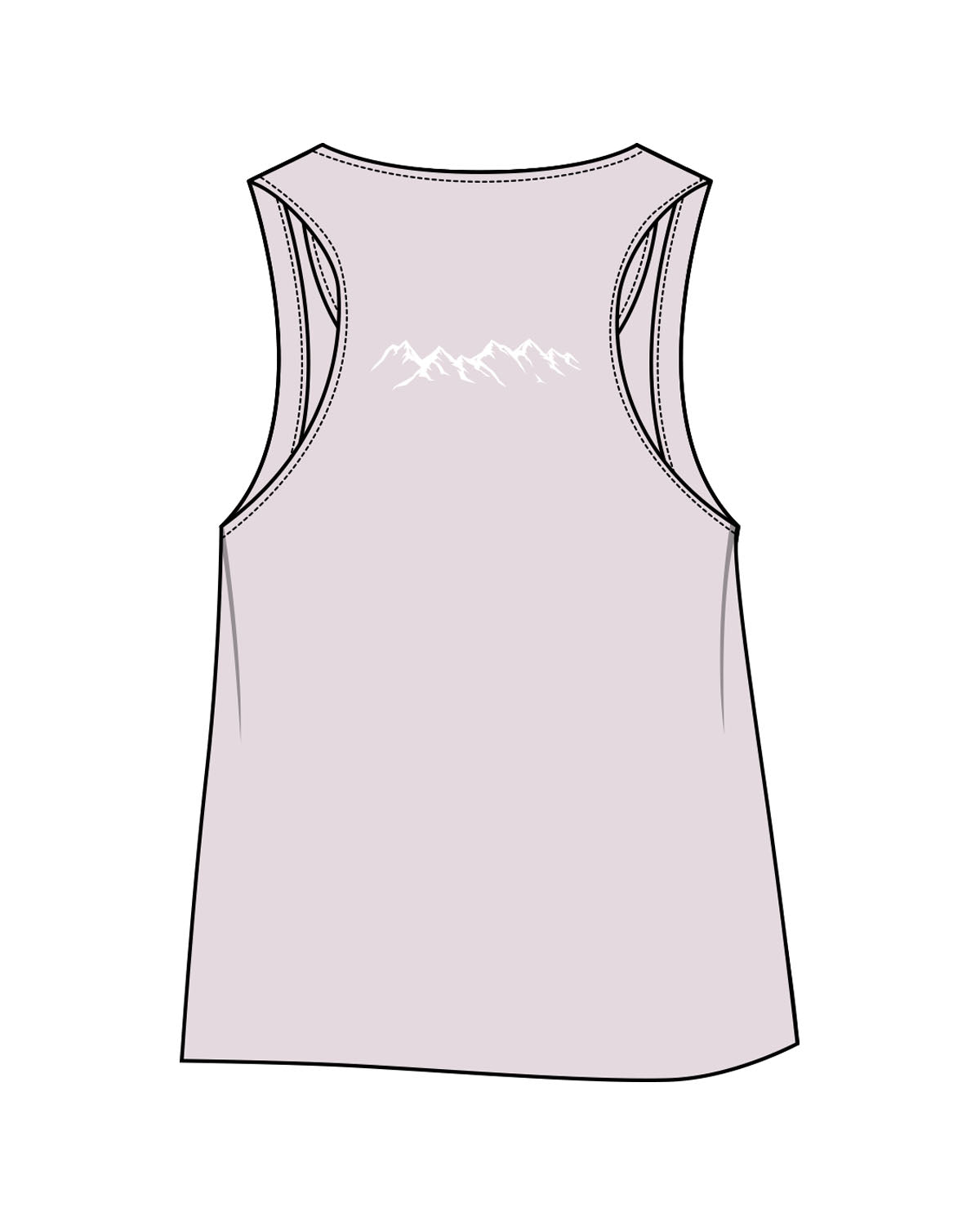 The Crop Tank - Orchid - HIIT Performance - Left Chest Stacked & Back Mountains - Printed - White