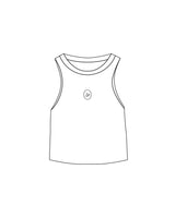 The Micro Rib Racer Crop - White - Sense Pilates - Chest - Printed- Black