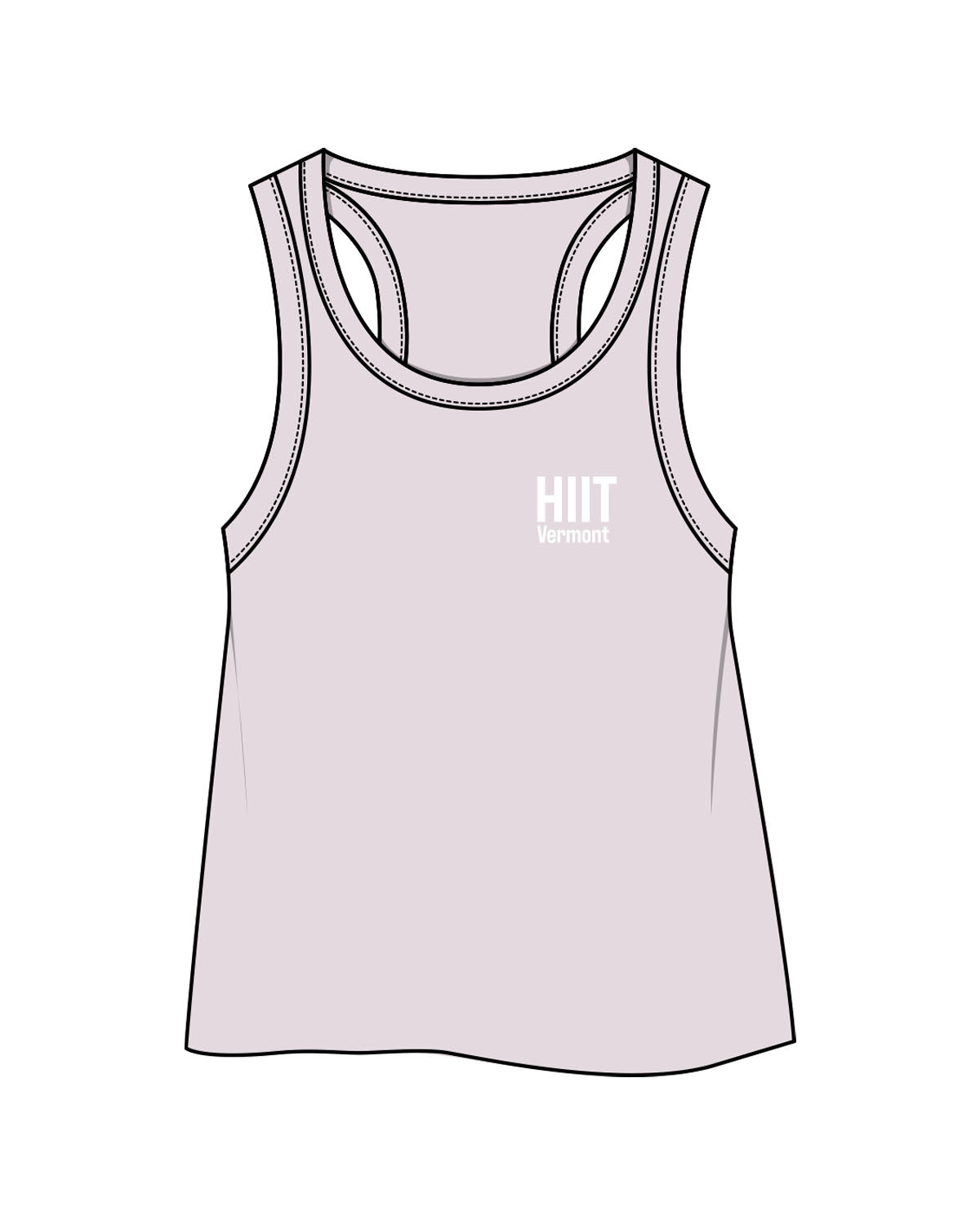 The Crop Tank - Orchid - HIIT Performance - Left Chest Stacked & Back Mountains - Printed - White