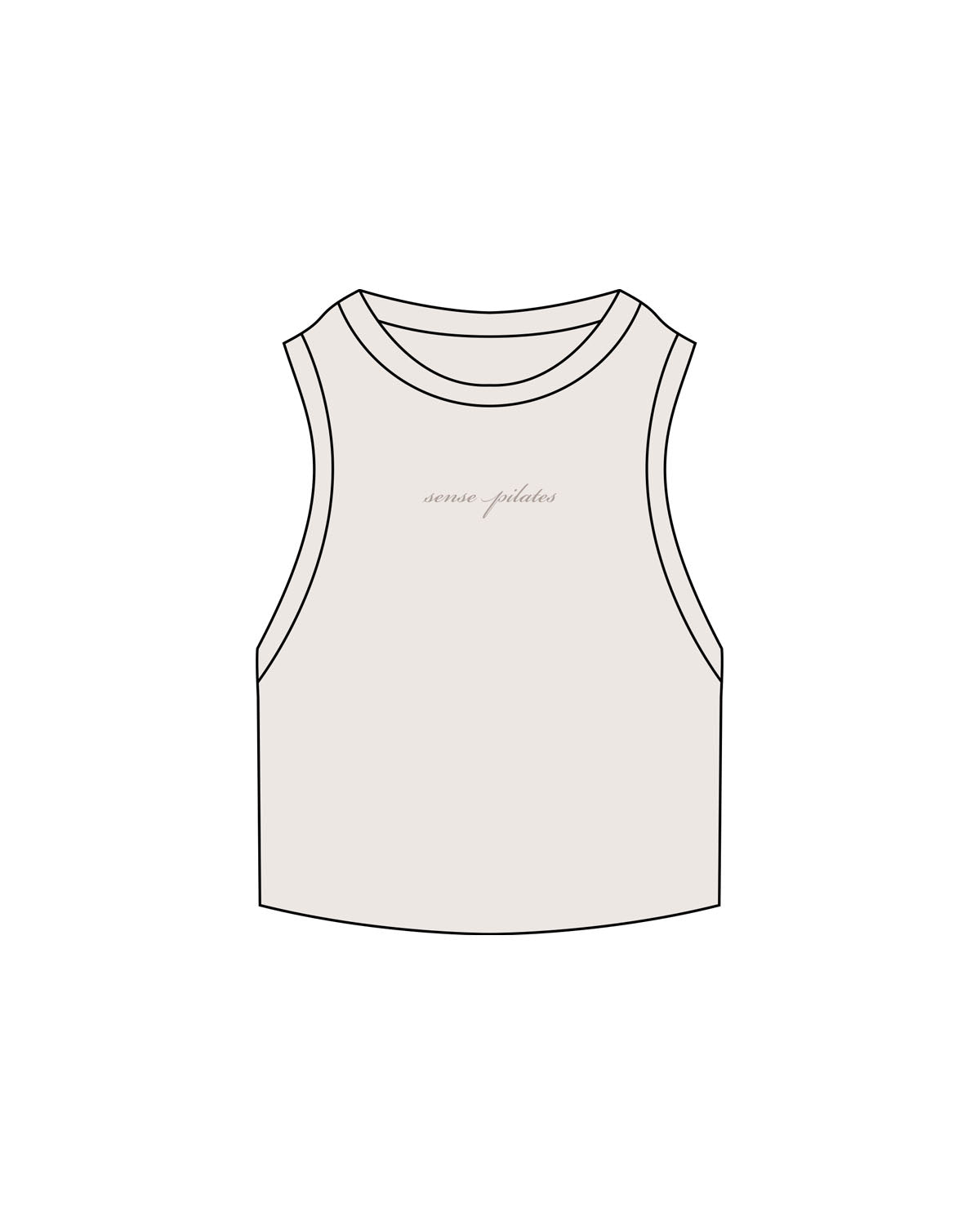 The Ribbed Crop Tank - Bone - Sense Pilates - Chest - Embroidered - Tone on Tone