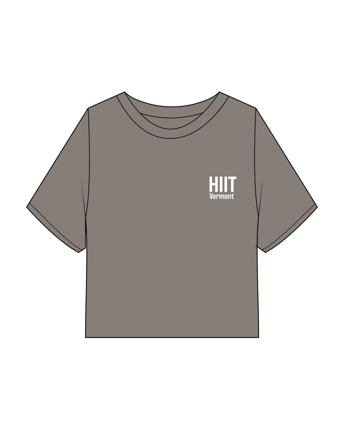 The Heavyweight Crop Tee - Washed Gray - HIIT Performance - Left Chest Stacked & Back Neckline - Printed - White