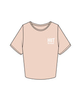 The Crop Tee - Pale Pink - HIIT Performance - Left Chest Stacked & Back Neckline - Printed - White