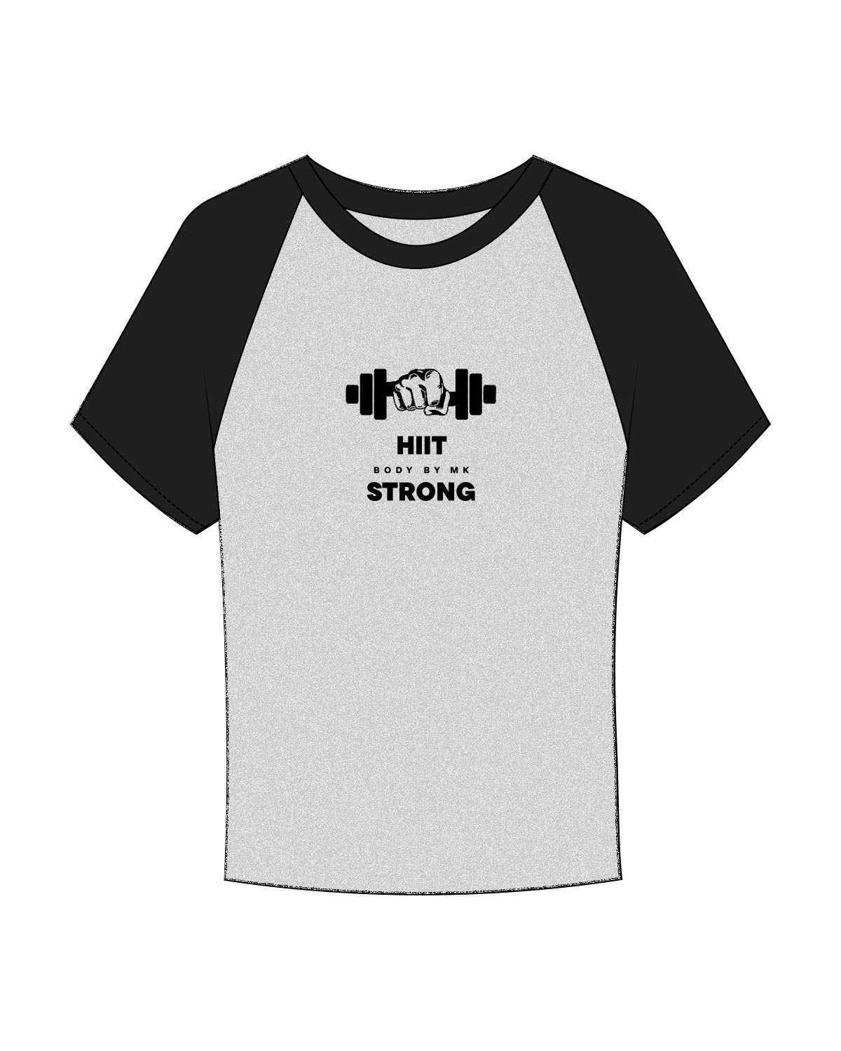The Micro Rib Baby Tee - Heather / Black - HIIT Performance - Center Chest "Dumbell" - Printed - Black