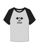 The Micro Rib Baby Tee - Heather / Black - HIIT Performance - Center Chest "Dumbell" - Printed - Black