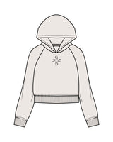 The Womens Crop Hoodie - Bone - Core Reform - Center Chest Icon  - Printed - Black