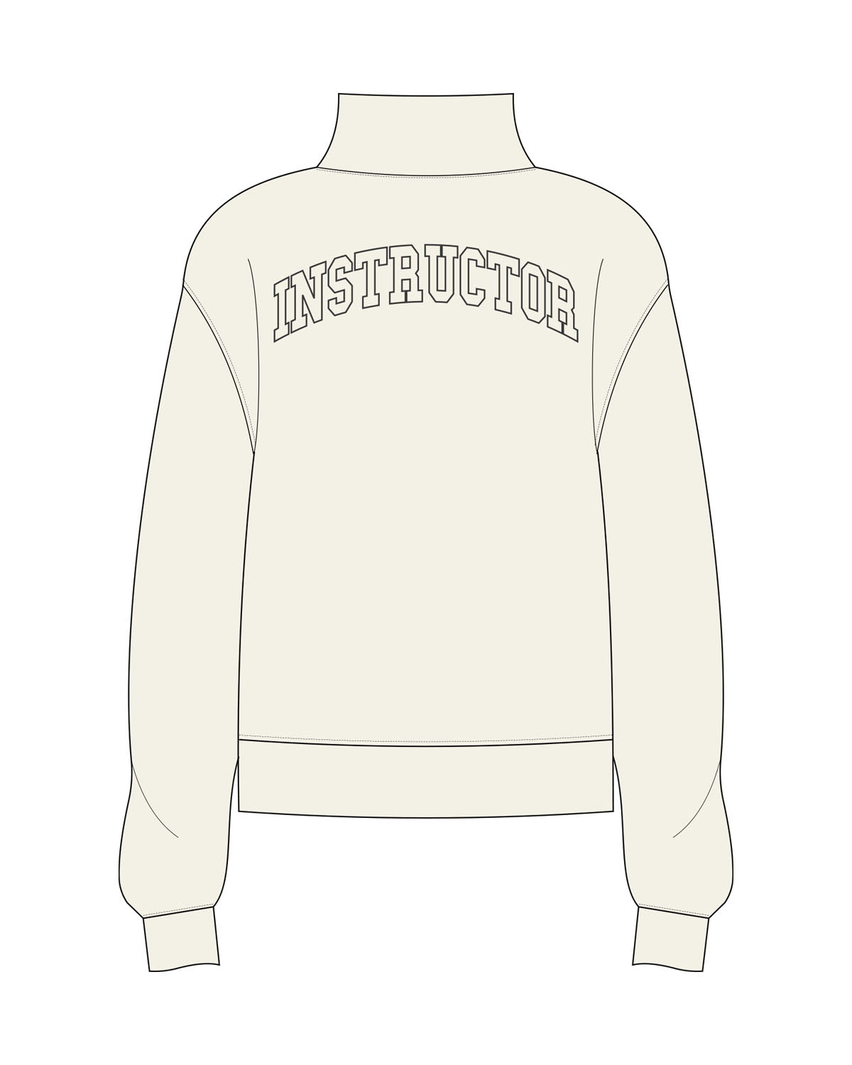 The Womens 1/4 Zip - Off White - The Studio Cape - Left Chest & Back - Instructor - Washed Black