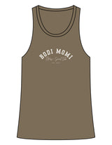 The Womens Full Length Tank - Olive - BODI MOMI - Center Chest Stacked - Printed - Bone