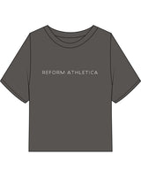 The Midweight Crop Tee - Pepper - Reform Athletica - Center Chest - White