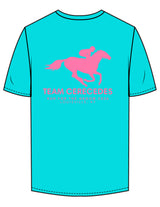 The Mens Tee - Charlotte - Bodi - Center Chest Upward Stripes - Left Sleeve & Back Stacked - Printed - Pink