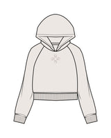 The Womens Crop Hoodie - Bone - Core Reform - Center Chest Icon  - Printed - Tone on Tone