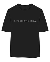 The Womens Oversized Tee - Black - Reform Athletica - Center Chest - White