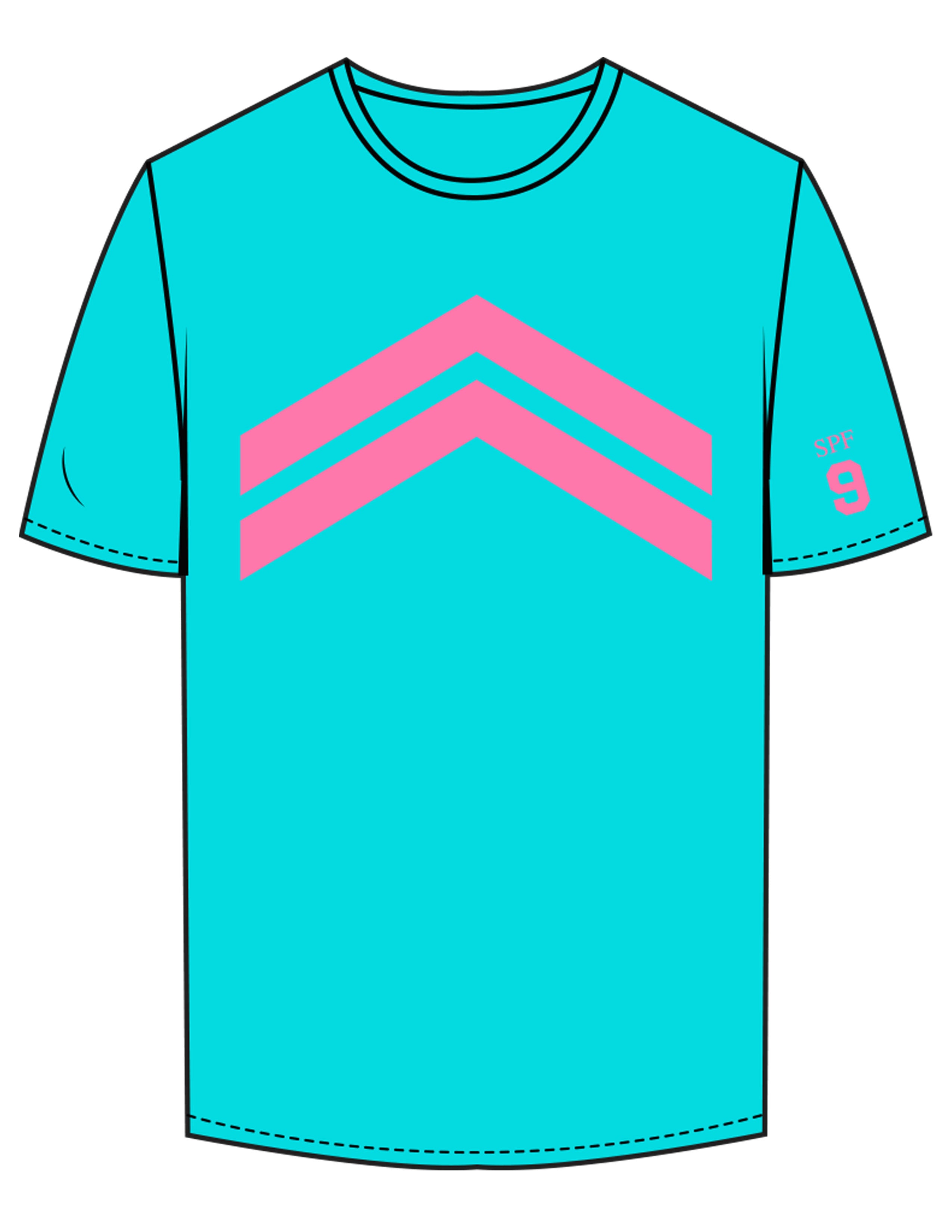 The Mens Tee - Charlotte - Bodi - Center Chest Upward Stripes - Left Sleeve & Back Stacked - Printed - Pink