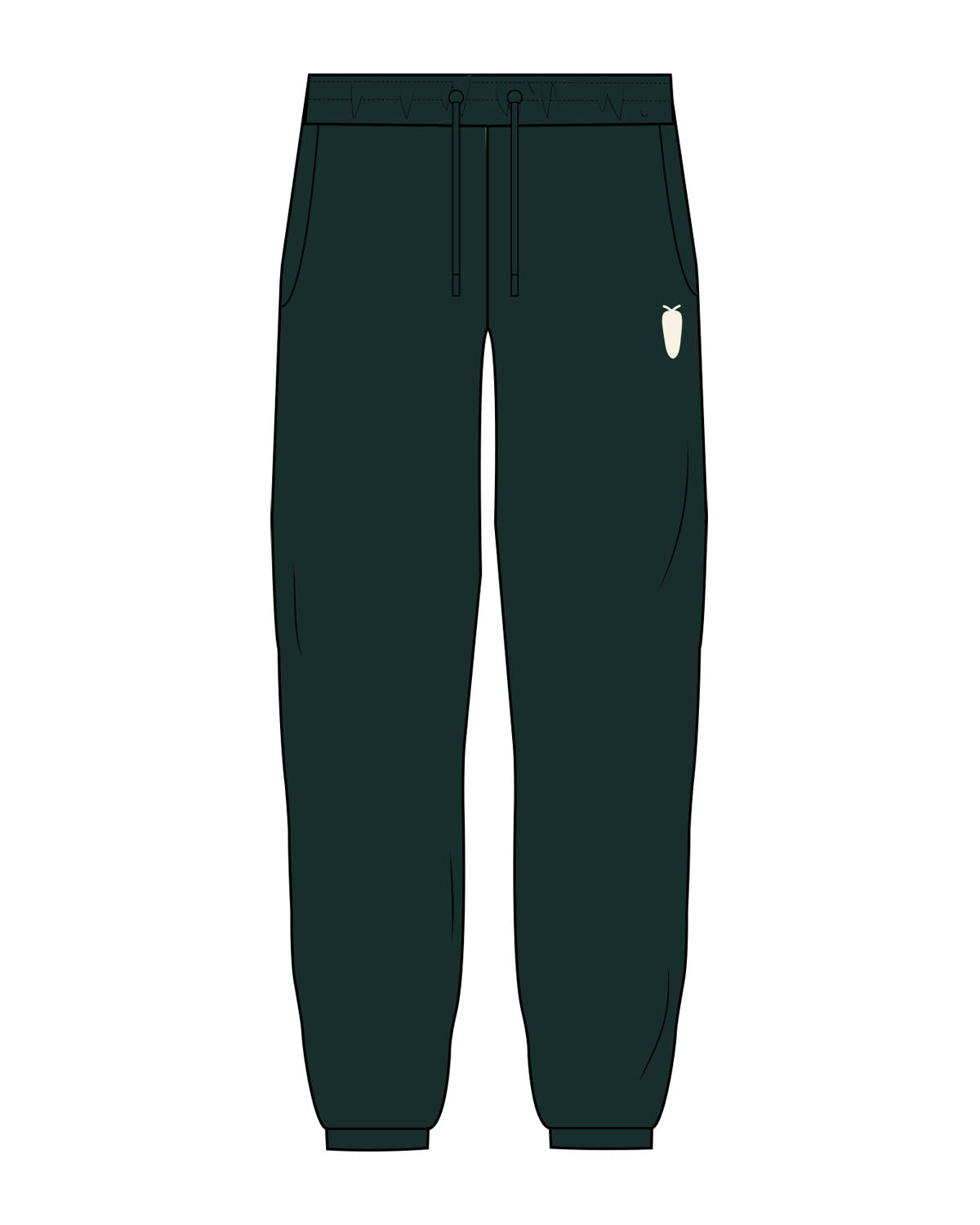 The Mens Classic Sweatpants - Pine Green - BlueCarrot - Left Leg - Carrot - Cream