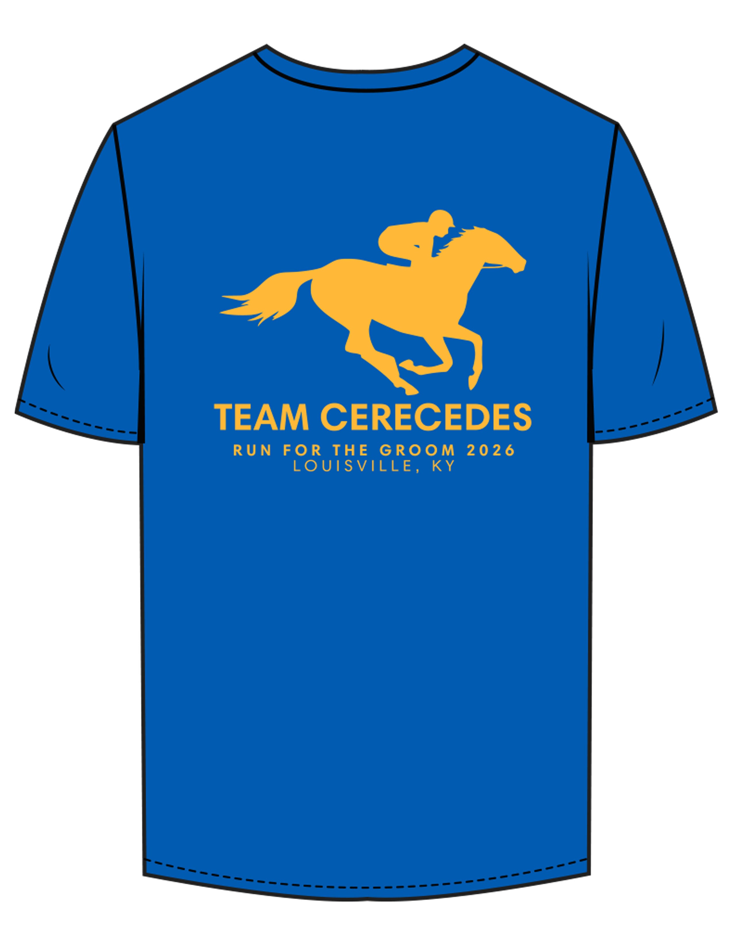 The Mens Tee - Royal - Bodi - Center Chest 2 Lines - Left Sleeve & Back Stacked - Printed - Gold