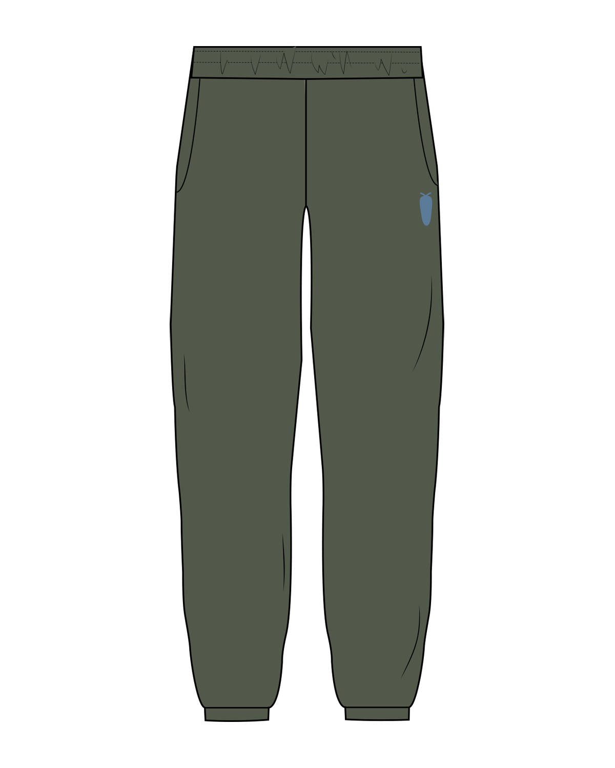 The Mens Sweatpants - Cypress - BlueCarrot - Left Leg - Carrot - Printed - Blue