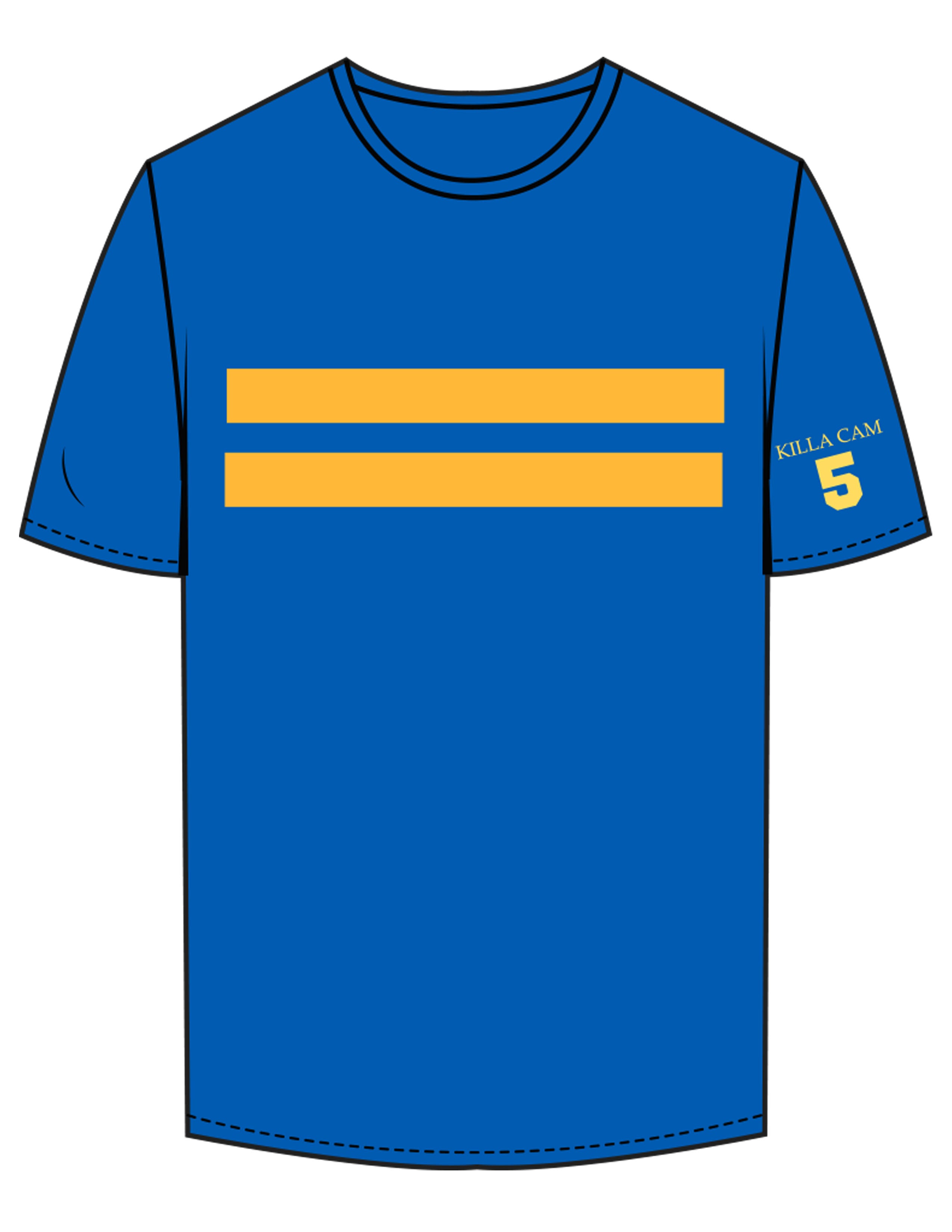 The Mens Tee - Royal - Bodi - Center Chest 2 Lines - Left Sleeve & Back Stacked - Printed - Gold