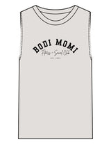 The Womens Heavyweight Tank - Washed Bone - BODI MOMI - Center Chest Stacked - Printed - Black