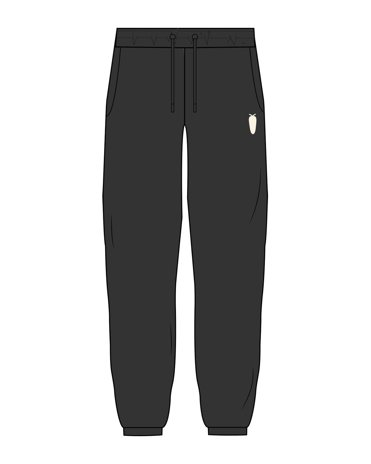 The Womens Sweatpants - Black - BlueCarrot - Left Leg - Carrot - Printed - Off White