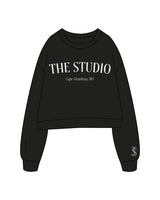 The Studio Crop - Black - The Studio Cape - Center Chest Stacked - Left Wrist - Printed - Bone