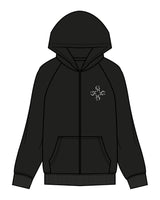 The Womens Zip Hoodie - Black - Core Reform - Left Chest Icon - Printed - White