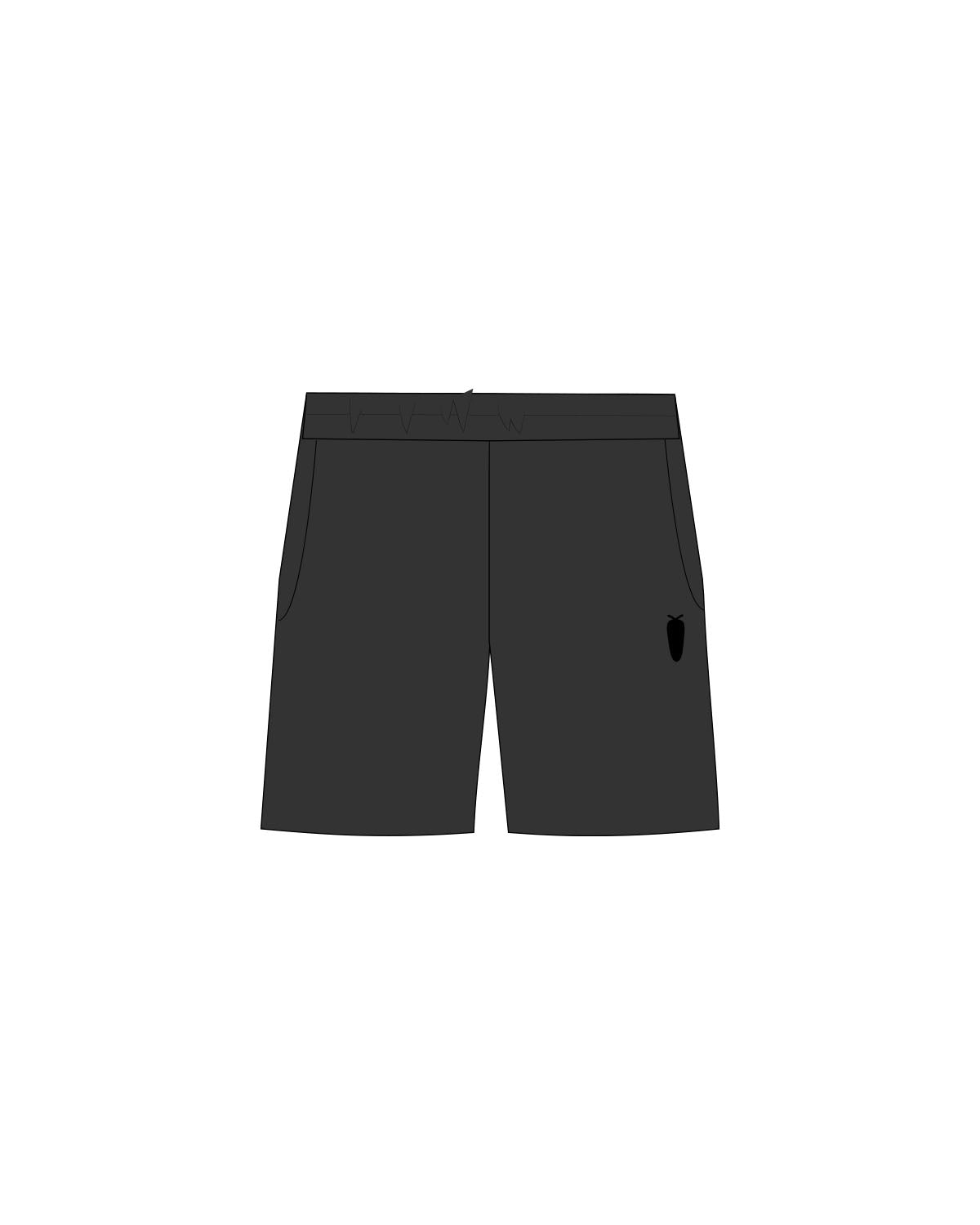 The Mens Sweat Shorts - Washed Black - BlueCarrot - Left Leg - Carrot - Printed - Black