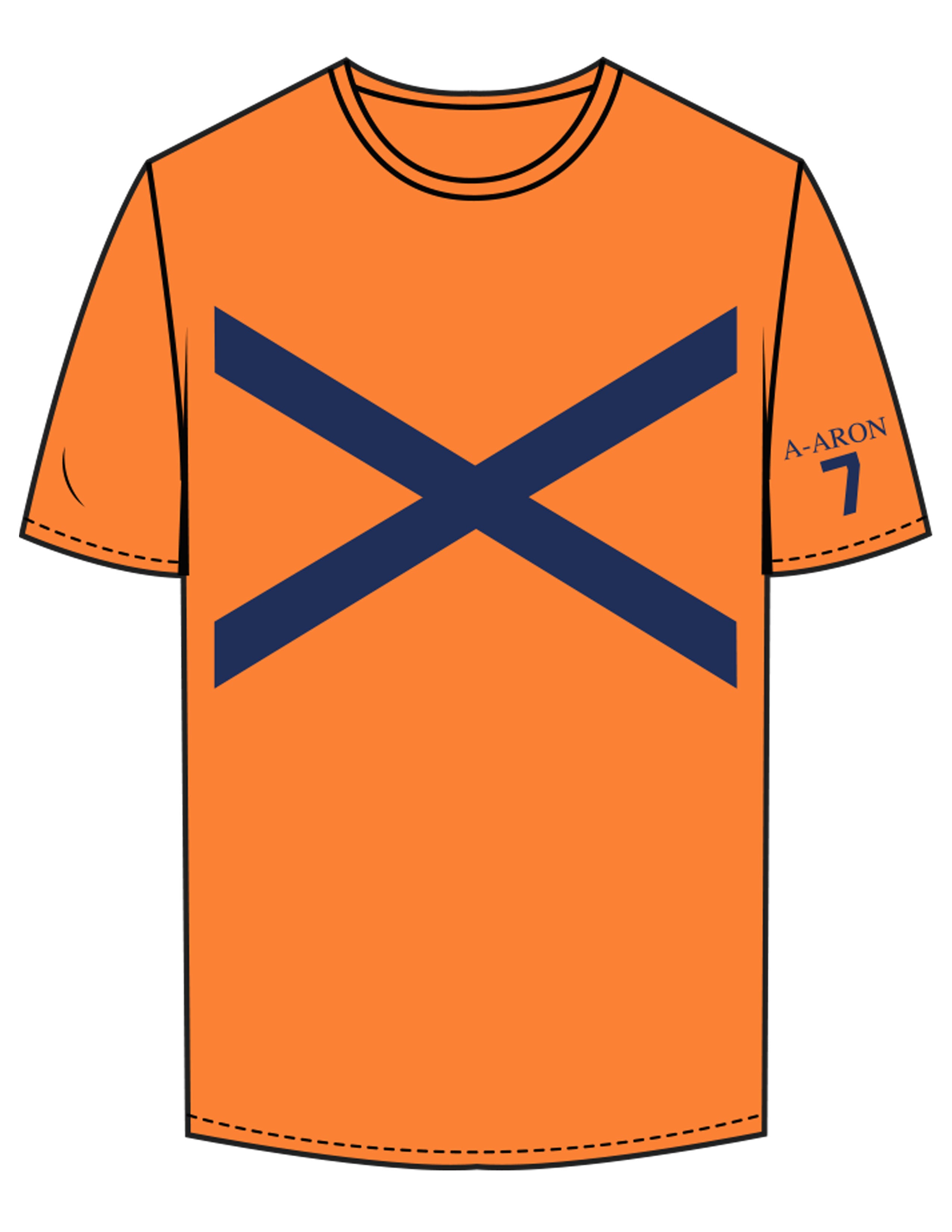 The Mens Tee - Orange - Bodi - Center Chest X - Left Sleeve & Back Stacked - Printed - Cobalt