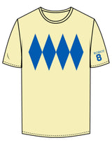 The Mens Tee - Lemon - Bodi - Center Chest Diamond - Left Sleeve & Back Stacked - Printed - Cobalt