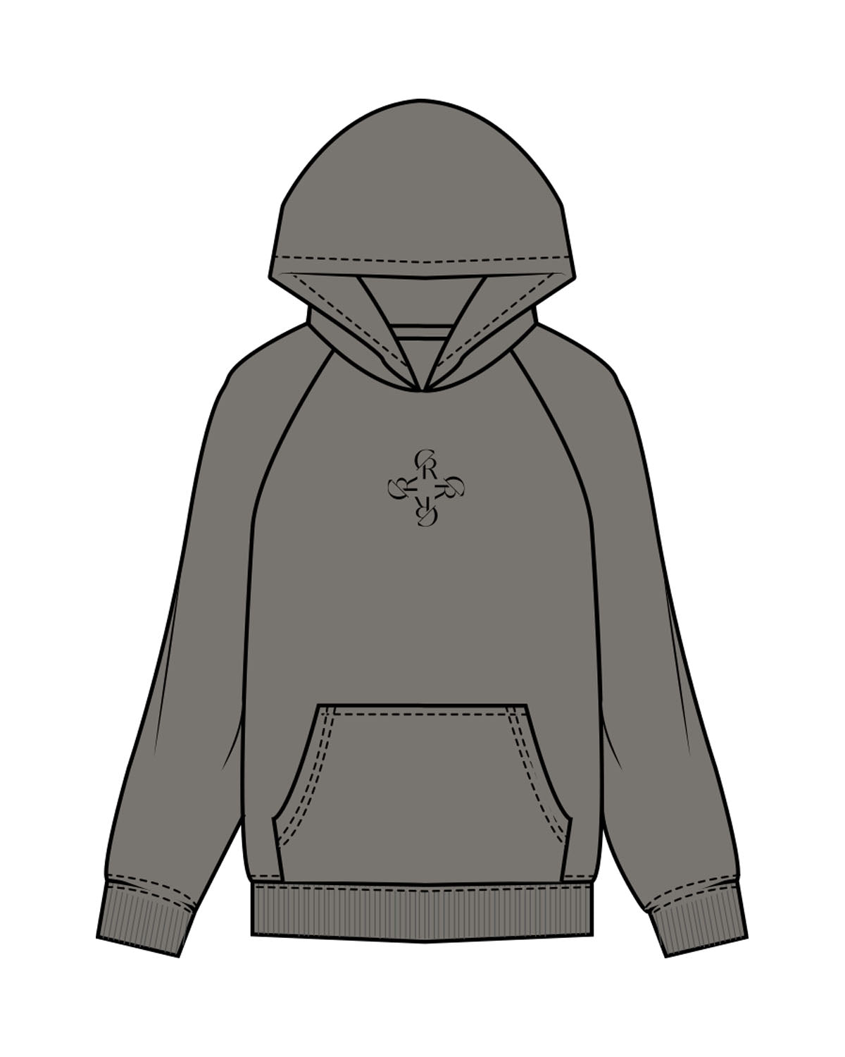 The Womens Hoodie - Washed Gray - Core Reform - Center Chest - Printed - Black
