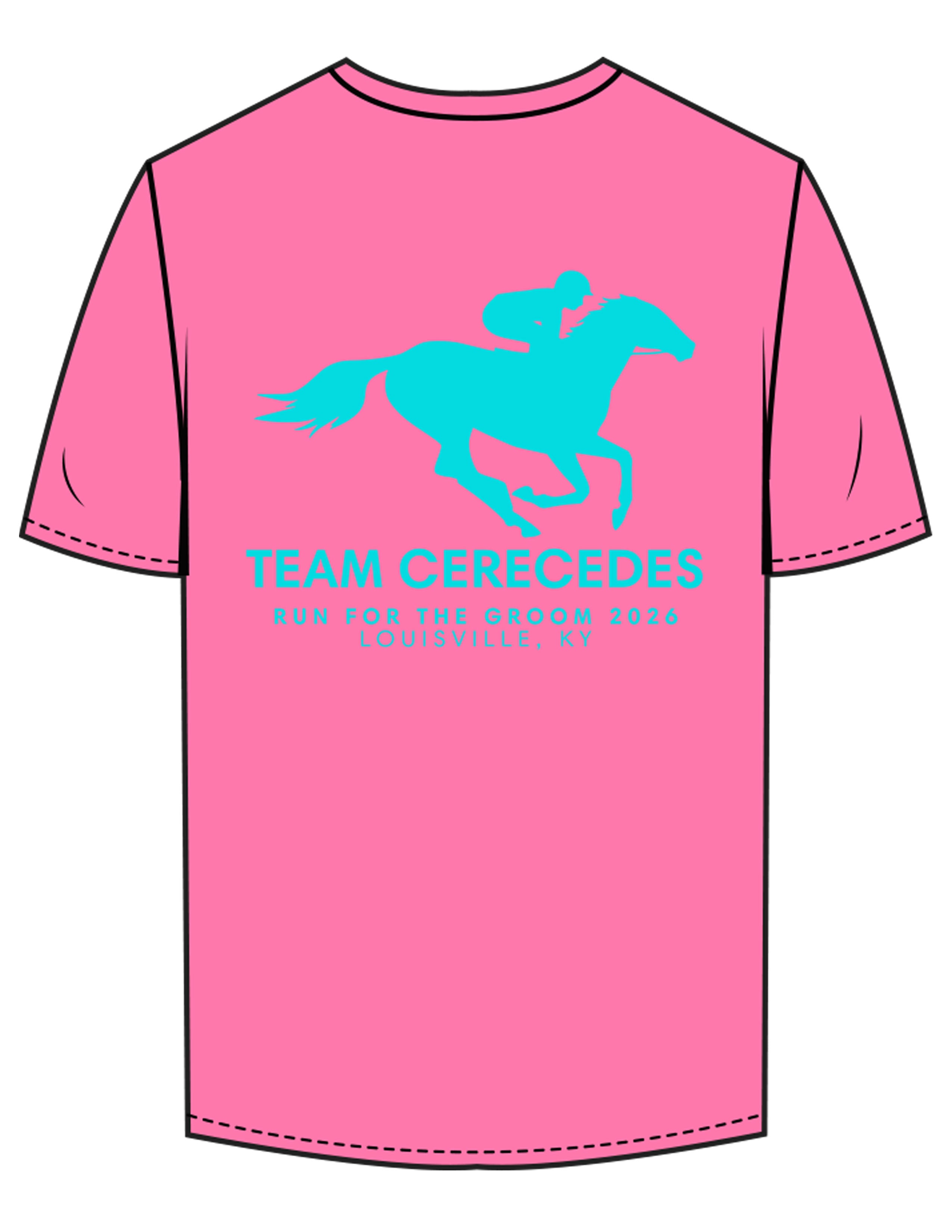 The Mens Tee - Hot Pink - Bodi - Center Chest Circle - Left Sleeve & Back Stacked - Printed - Teal