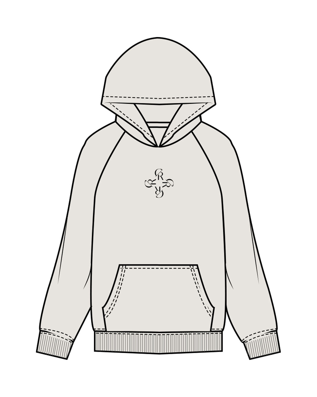 The Womens Hoodie - Washed Bone - Core Reform - Center Chest - Printed - Black