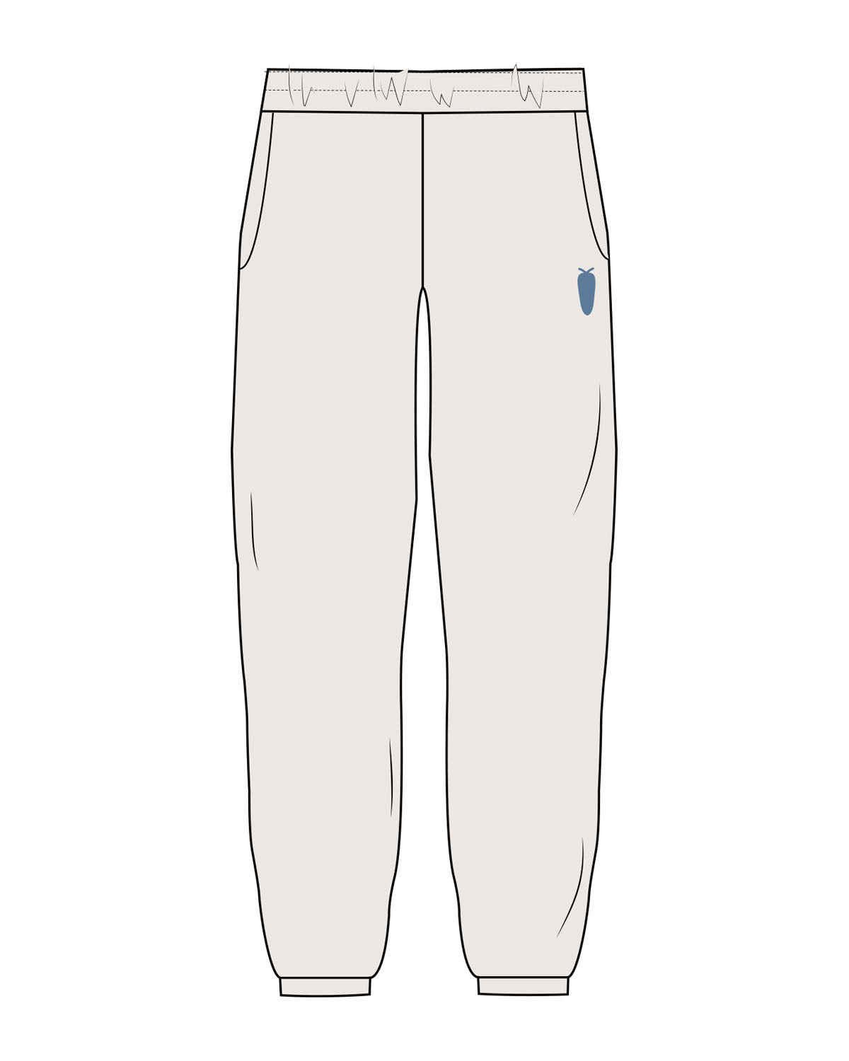 The Womens Sweatpants - Bone - BlueCarrot - Left Leg - Carrot - Printed - Blue